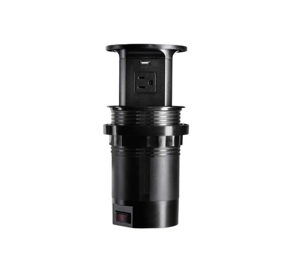 4-Sided 4-Outlet Pneumatic Pop-Up Socket with 20W USB Charging