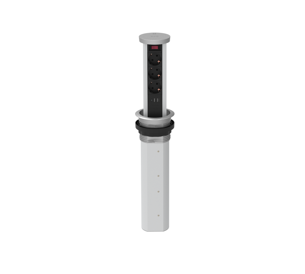 3-Outlet Electric Pop-Up Socket with Aluminum Housing