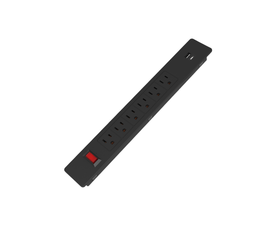 Desktop 6-Outlet US Standard Socket with 1 USB-A and 1 USB-C Port