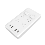 4-Outlet US Power Strip with Dual Switches and 4 USB-A Charging Ports