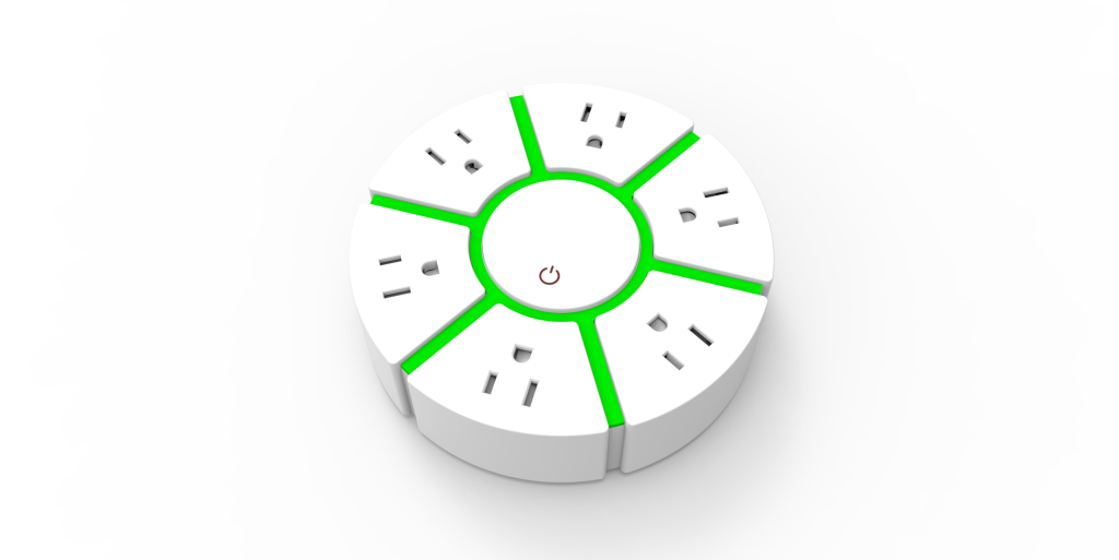 6-Outlet US Power Strip, Rotating Pinwheel Design