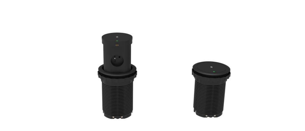 Pneumatic Pop-up Desktop Power Socket – 4-Sided Retractable Hidden Outlet Tower with 65W USB-C/A Fast Charging & 10W Wireless Charger, French Standard 16A 250V