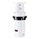 4-Sided Chinese Standard Pop-Up Socket with 6 Outlets, 20W USB-A & USB-C, 10W Wireless Charging, Pneumatic Lift, White